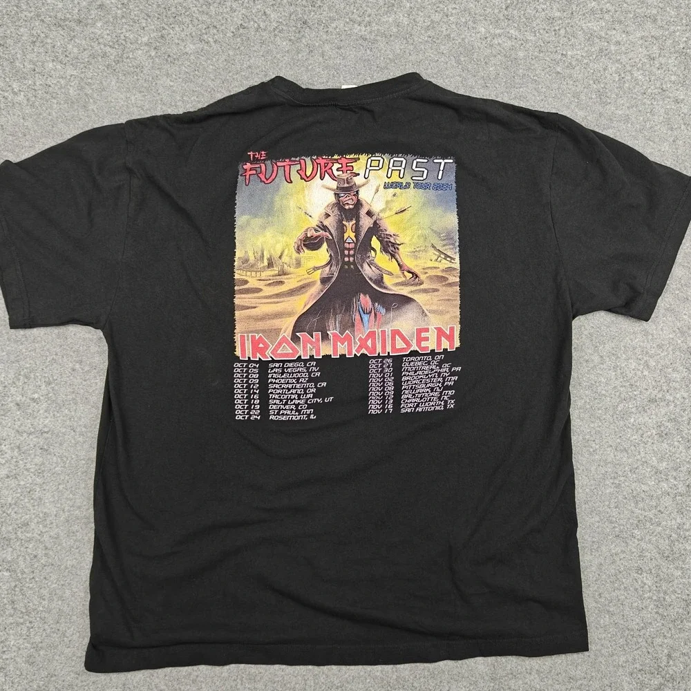 Iron Maiden Shirt Mens‎ 2XL Black Future Past World Tour 2024 Tee Eddie Prodada